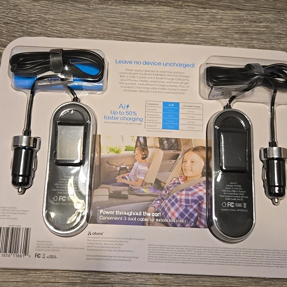NiP Atomi 40W Multiport Car Charger 2 Pk